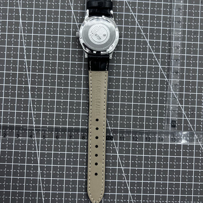 Beijing mechanische Herrenuhr 31mm Silbergehäuse schwarzes Band 3 Zeiger