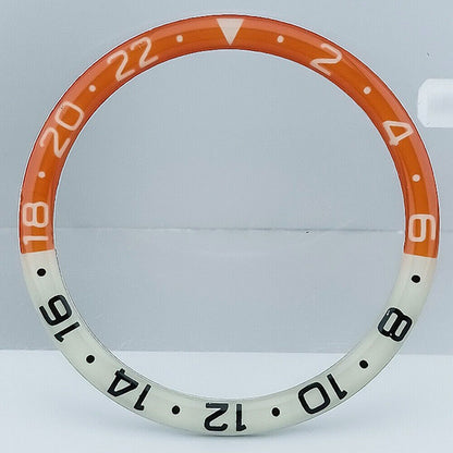 38mm dark orange and grey resin bezel with blue lume for SKX007 SKX011, durable alloy.