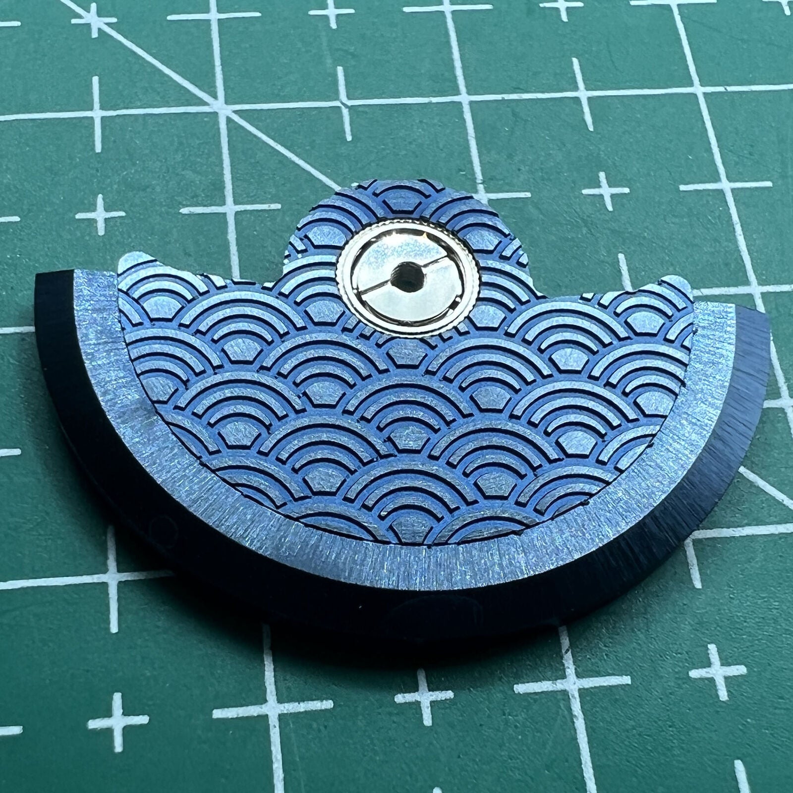 Blue Sea Wave designed carved rotor oscillating weight for Miyota NH35 NH36 watch movement.