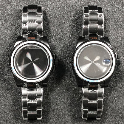 Boîtier de montre PVD + bracelet en verre saphir plat miroir/ceinture pour NH35/NH36 