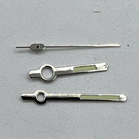 Aiguilles de montre lumineuses vertes argentées de 11 mm pour mouvement Orient 46941 46943