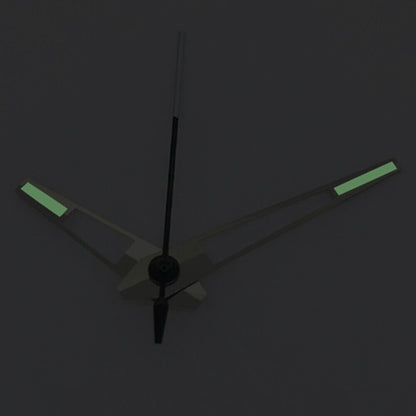Green luminous watch hands with silver trim, designed for China Made 8215/2813 Miyota 8N24 movements, ideal for precise timekeeping.
