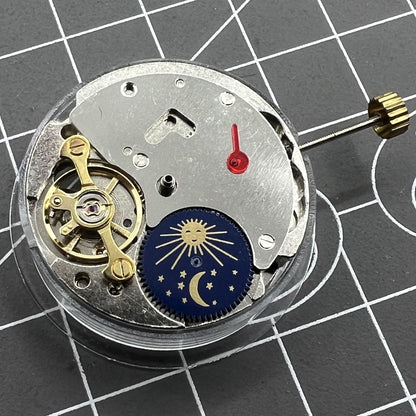 Automatisches mechanisches Uhrwerk Mondphase bei 6 Uhr freier Unruhrad