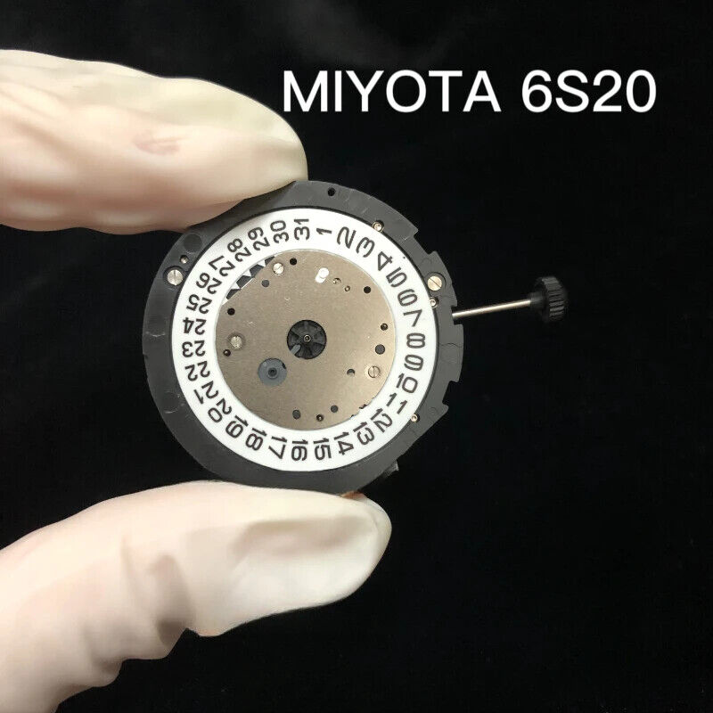Miyota 6S20 quartz watch movement with date at 3, precision made in Japan