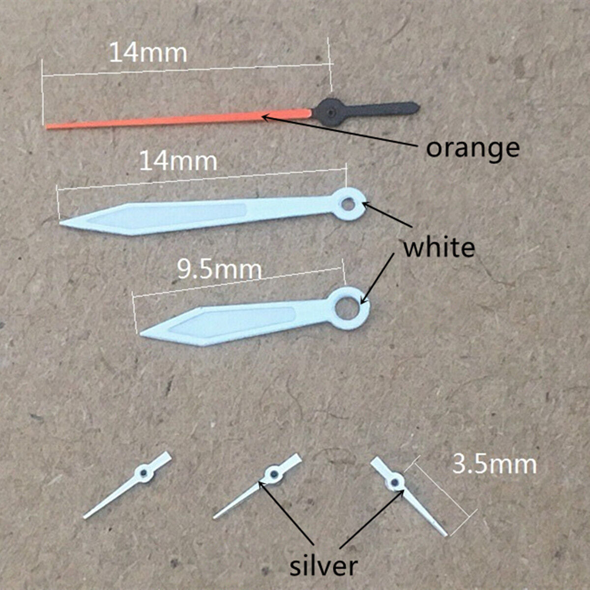 14mm orange second hand with white trim for Miyota OS10 OS20 OS60 OS80 watch movements