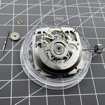 Tianjin Seagull ST25 square watch featuring silver hollow dial and precise automatic mechanical movement.