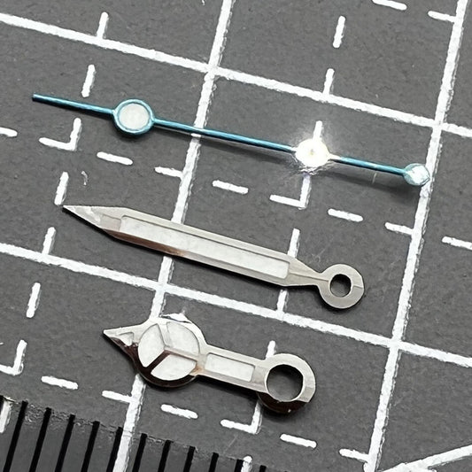 2 Sets/Pack 13.5mm Blue Lume Silver Trim Watch Hands for Movement NH35/36