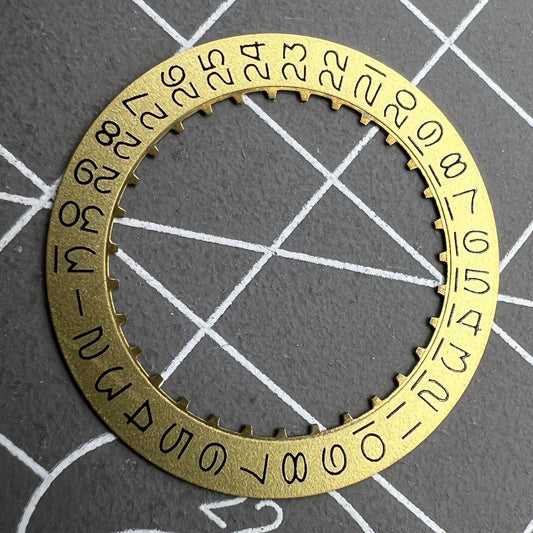 Golden numeral date disk wheel for ETA2824 Datejust watches, enhancing precise date display.