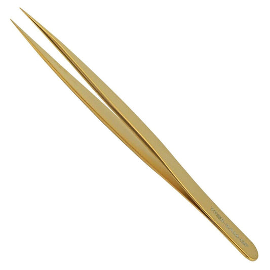 Bergeon 7029-2AM-GF gold plated antimagnetic brass tweezers for precise watch accessory handling.