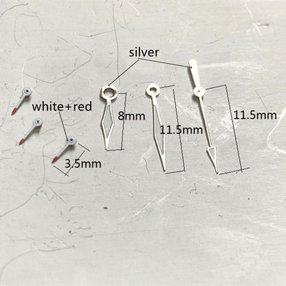 Red and white luminous small second watch hands for Miyota OS10 OS20 OS22 OS60 OS80 models, precise fit.