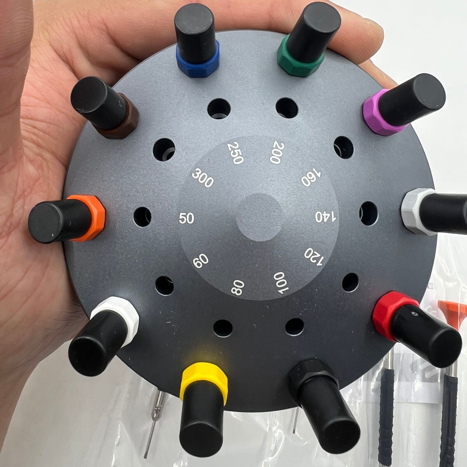 Bergeon 6899-S10 stainless steel screwdrivers set with elastomer handles for precise watch repairs