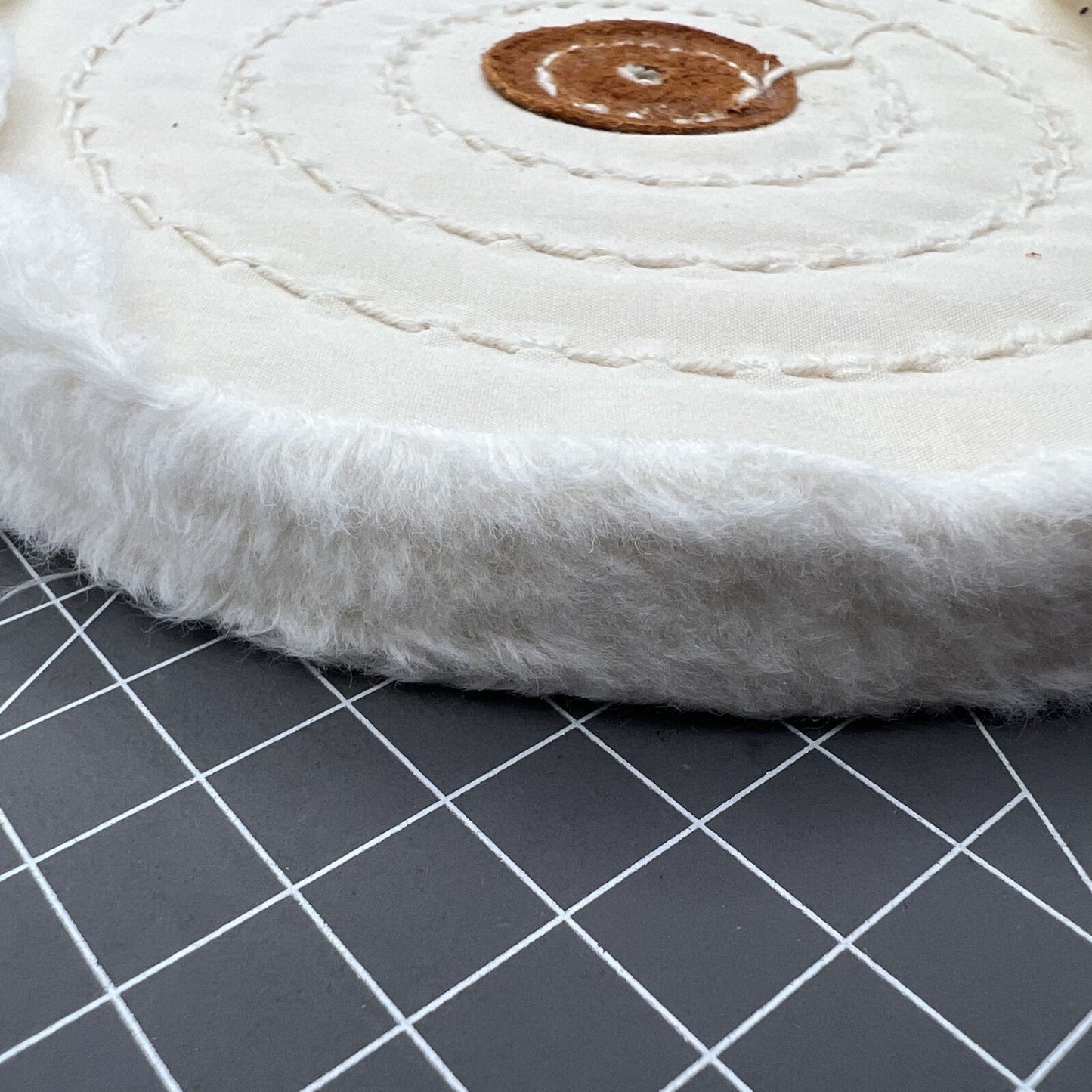 Swiss Bergeon 5175-150 white polishing buff wheel, ideal for fine watch finishing and detailing.