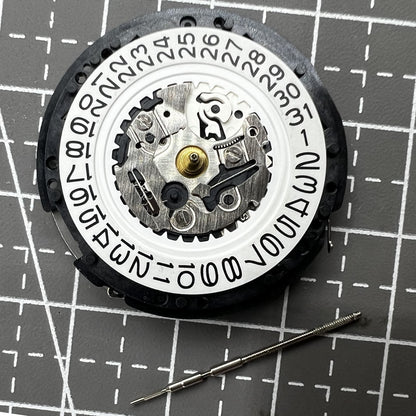 Seiko 5M62A quartz watch movement with date at 3 o'clock, reliable Japanese craftsmanship.