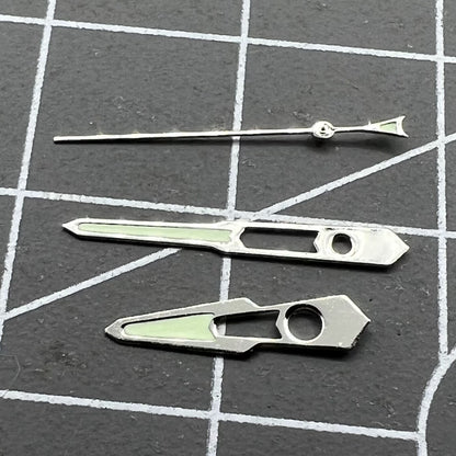 13 mm Uhrzeiger mit silberner Zierleiste, hohl, grün, Leuchtmasse für mechanisches Uhrwerk NH35 NH36 