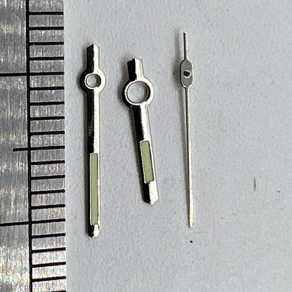 Aiguilles de montre lumineuses vertes argentées de 11 mm pour mouvement Orient 46941 46943
