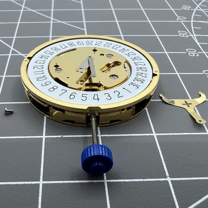 Ronda 5030D Swiss quartz watch movement with date display at 6 o'clock, perfect for precision watch repairs.