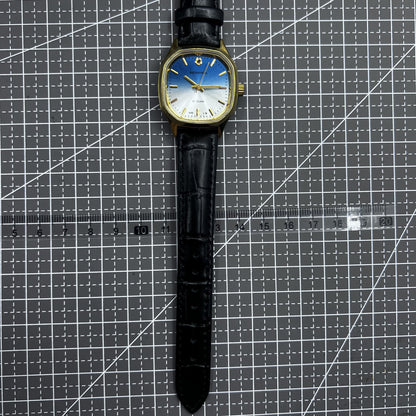 Montre mécanique manuelle Shanghai 33 mm, clou doré, cadran bleu, boîtier carré, 17 juifs