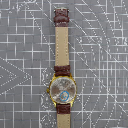 Shanghai 33mm manual mechanical watch with blue dial, golden markers, square case, 17 jewels movement.