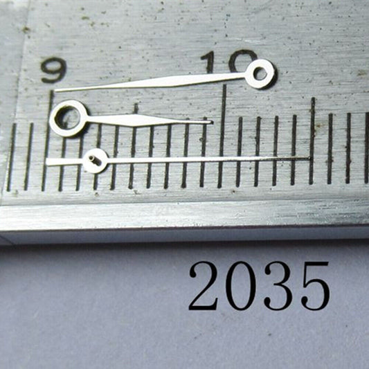 Diamond-shaped silver watch hand for Miyota 2035 series, precise needle design.