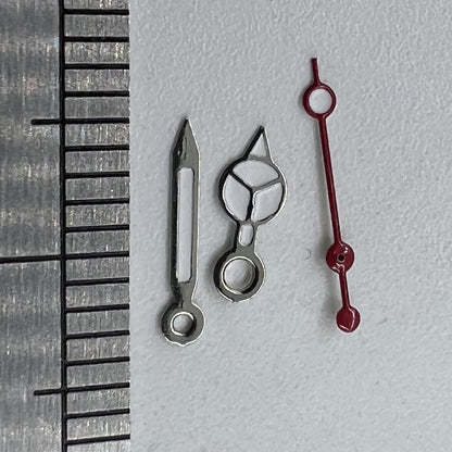 Silver-trimmed luminous watch hands by P1-H2-C4 for Miyota 2035, ideal for low-light readability.