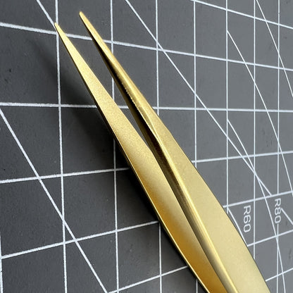 Bergeon 7029-2AM-GF gold-plated antimagnetic brass tweezers for precision watch repair by Swiss Made