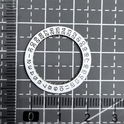 Schwarze Schrift auf wei�er Datumsscheibe f�r ETA2836 Uhrwerk, Datum bei 3 Uhr, Ersatzteil von ETA.
