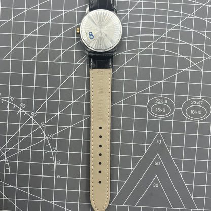 Shanghai Factory 34mm manual mechanical watch with black dial, 19 jewels, shock-resistant for daily wear.