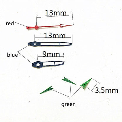 13mm blue-trimmed white painted watch hands for Miyota OS10 OS20 OS22 OS60 OS80 models