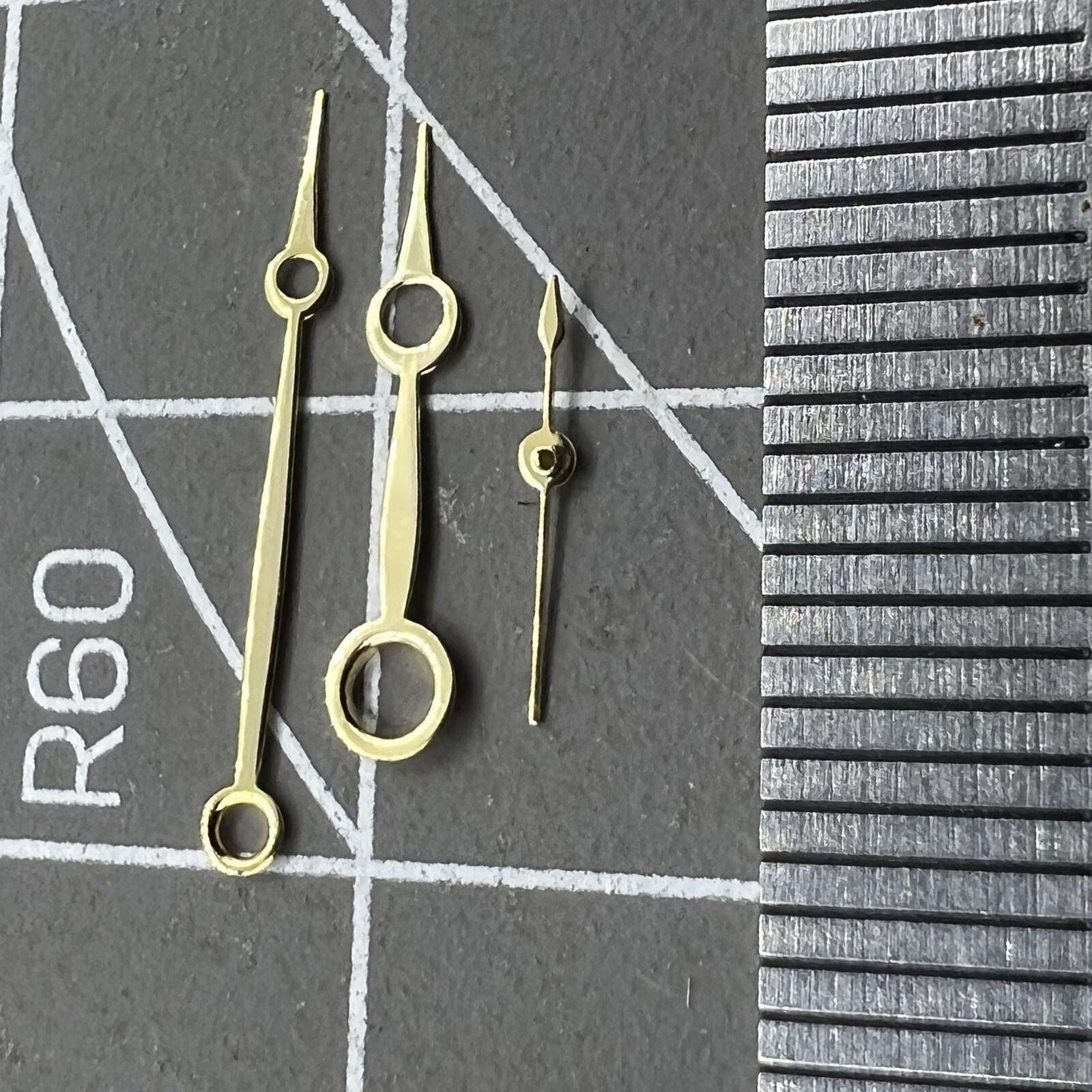 No Lume golden watch hands for Seagull ST3600 and ETA6497 movements, precision fit replacement.