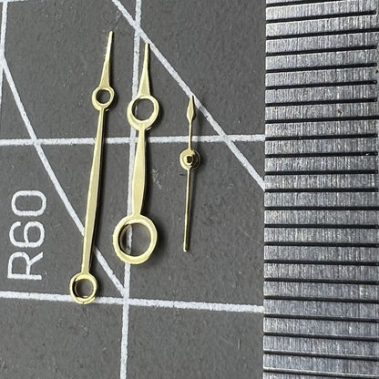 No Lume golden watch hands for Seagull ST3600 and ETA6497 movements, precision fit replacement.