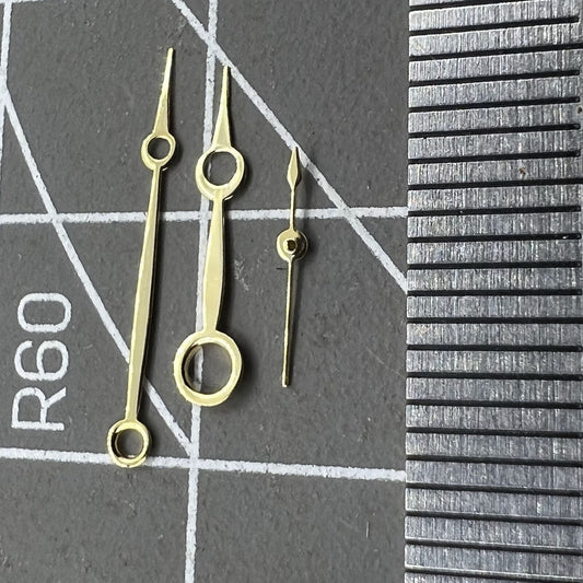 No Lume golden watch hands for Seagull ST3600 and ETA6497 movements, precision fit replacement.