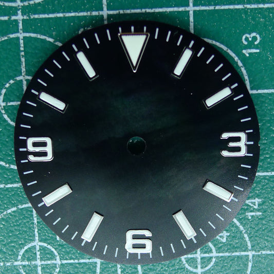 Wholesale 28.5mm green lume numeral watch dial for NH35 4R35 movement, luminous display