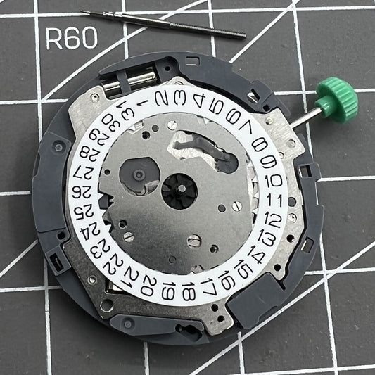 Miyota 0T45 quartz movement with date at 3, precision Japanese watch accessory parts.