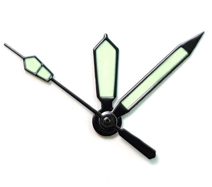 Luminous green watch hands for NH35/NH36 movement, perfect for precise watch repairs.