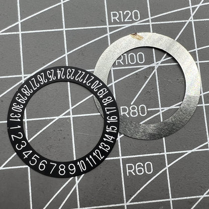 2 PIECES Black Background White Font Date Wheel Overlay Date At 6 for NH35 NH36