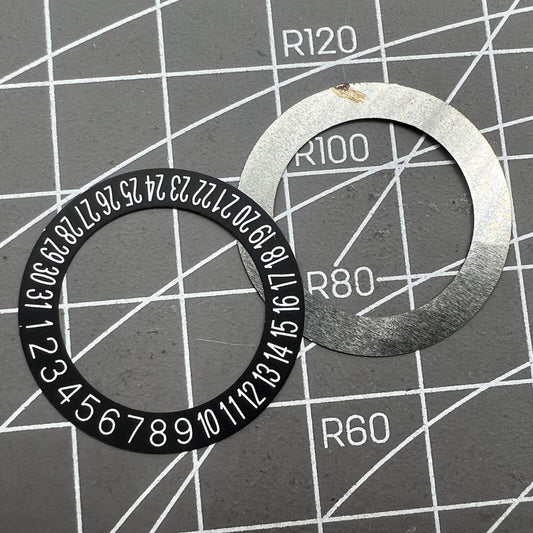 2 PIECES Black Background White Font Date Wheel Overlay Date At 6 for NH35 NH36