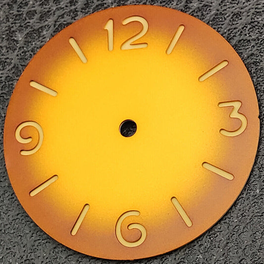 Green luminous orange watch dial for ST3600 ETA6497/6498 movement, perfect for custom watch repairs.