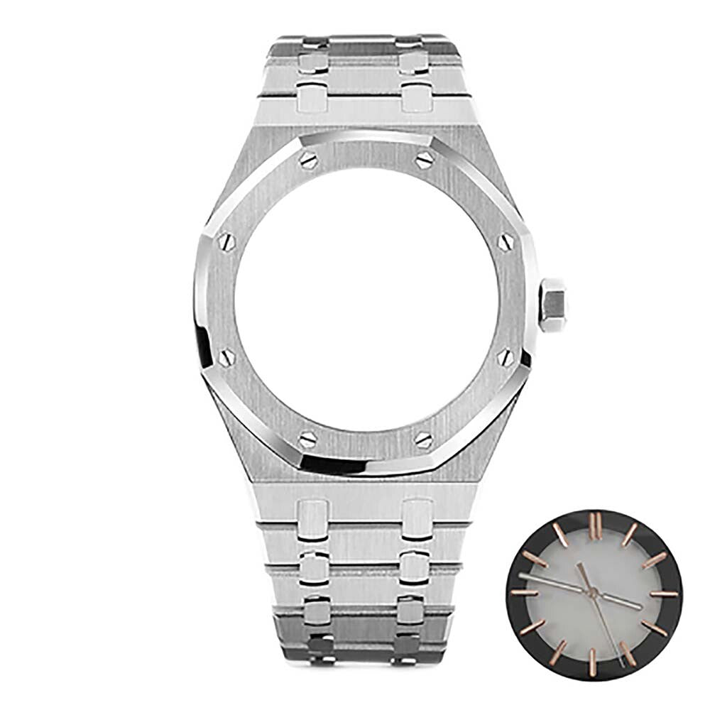 Bracelet de montre en acier inoxydable 41 mm, boîtier miroir en verre saphir pour NH70 