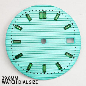29.8mm Green Imitation Gemstone Nail Light Green Watch Dial for NH35 Movement