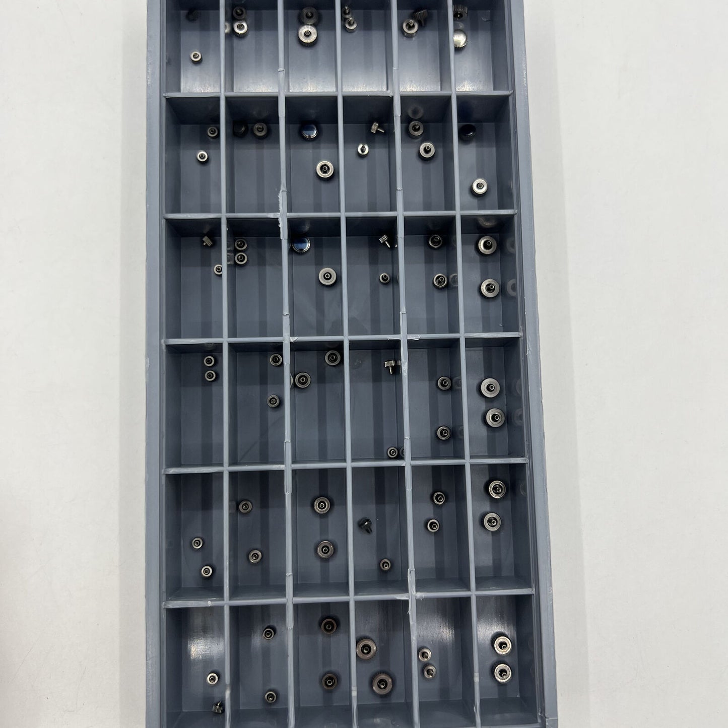 72-piece stainless steel watch crown assortment kit, 36 sizes for precise watch repair.