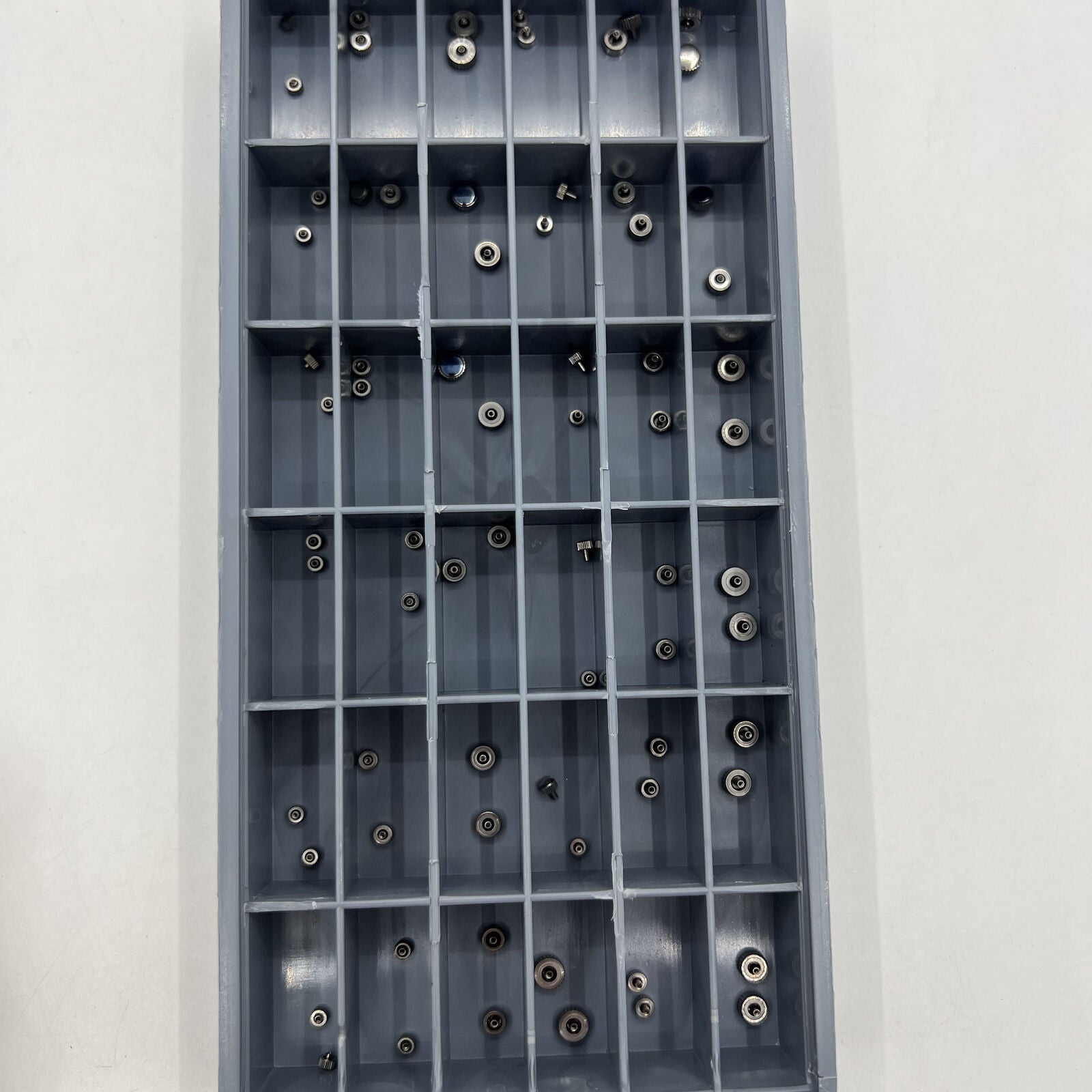 72-piece stainless steel watch crown assortment kit, 36 sizes for precise watch repair.