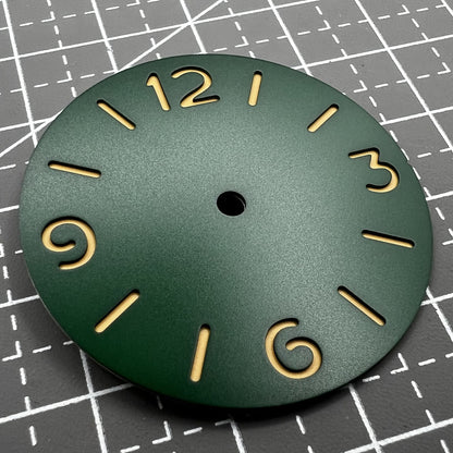 Green luminous watch dial for ST3600 ETA6497/6498 movement, enhancing visibility and style.