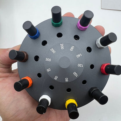 Swiss Bergeon 30081-S10 ergonomic screwdriver set with rotating stand for precise watch accessory repairs and adjustments.