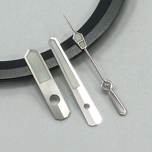 Aiguilles de montre à finition argentée et luminescentes vertes, compatibles avec les mouvements NH35, NH36, 7S26, 7S36, 4R35 et 4R36 