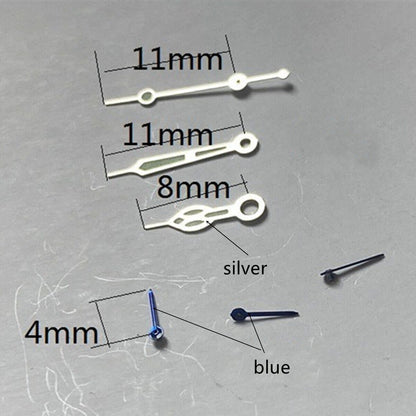 Watch Hands with Green Lume and Blue Small Second for Miyota OS10 OS20 OS22 OS60 OS80, precise fit.