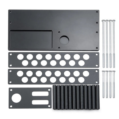 Multifunction metal screwdriver rack, neatly organizing tools on a workbench tray for easy access.