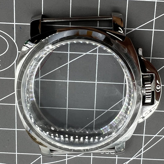 Polished 44MM stainless steel watch case for ETA6497/6498, compatible with ST3600/ST3620 movements.