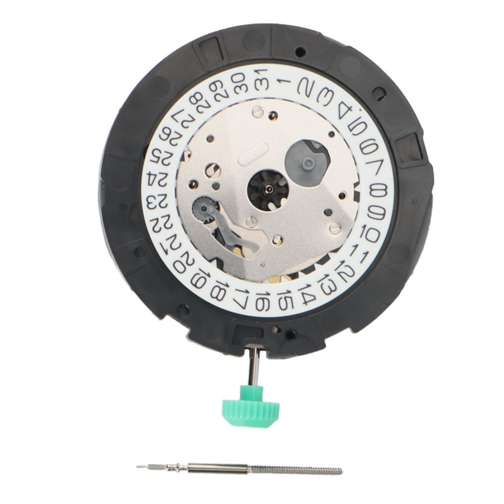 Miyota OS20 quartz watch movement with date display at 3 o'clock, Japan-made precision for watch repairs.