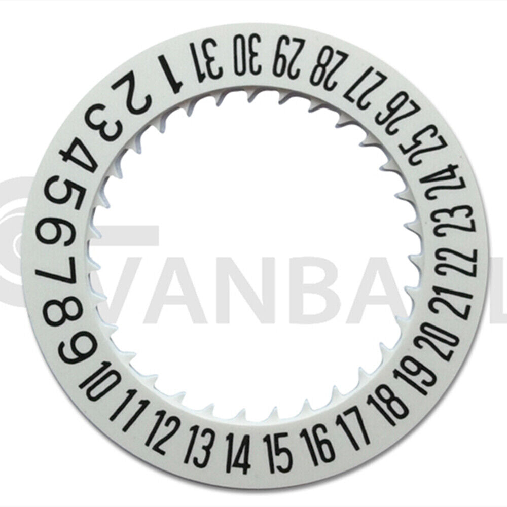 White date disk wheel for NH35 NH36 watch movement, date display positioned at 6 o'clock.