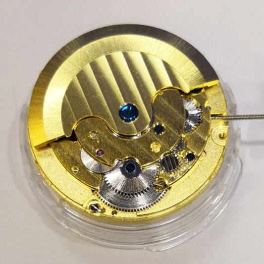 Golden LB06 automatic mechanical watch movement with visible flywheel, precision-crafted in China.